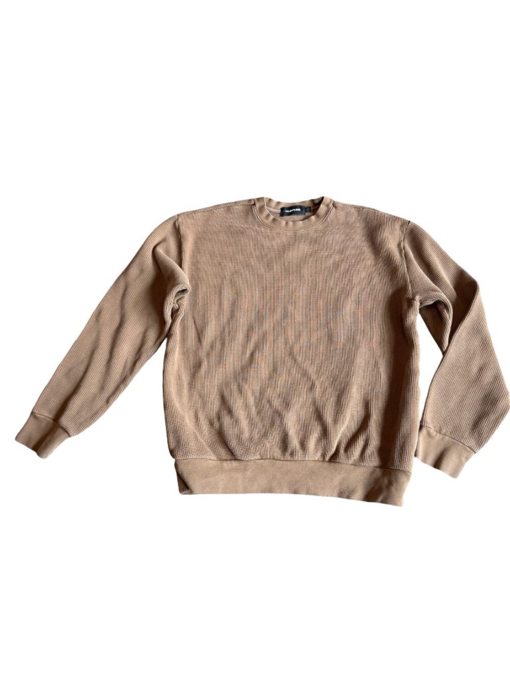Talentless Tan Waffle Knit Thermal Crewneck Pullover Sweater Size S Men's